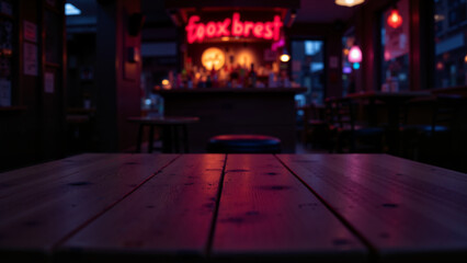 Table in the pub. The second plan is blurry.