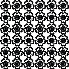 seamless black and white pattern with flowers