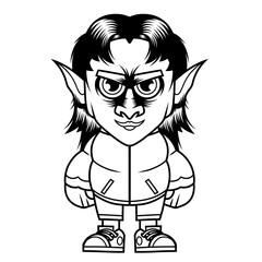 Mascot character design cartoon dark elf outline