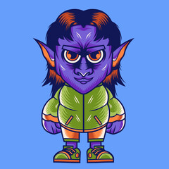 Mascot character design cartoon dark elf