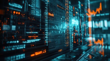 Digital Data Streams Flowing Across Multiple Screens