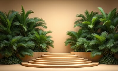 Elegant stage design with lush greenery