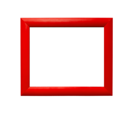 Rectangular picture frame. Modern, simple design with a bright red border, perfect for photo, painting, or artwork display. Trendy contemporary style for gallery, interio. Isolated on white.