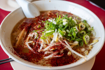日本の岡山県岡山市のとても美味しい醤油豚骨ラーメン
