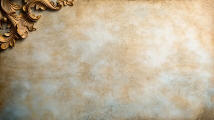 Elegant gold ornate frame on a textured, antique-style background. Perfect for adding a touch of vintage charm to your designs.