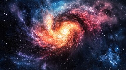Fototapeta premium A vibrant spiral galaxy swirls amidst countless stars