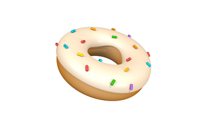 donut 3d icon. Realistic bakery sweet pastry food dessert with hole 3d render