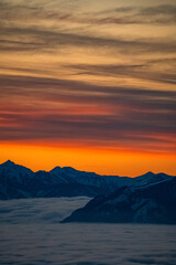 Sonnenuntergang Rennfeld - Hochsteiermark - Alpen - Nebel