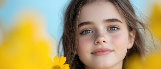 Fototapeta premium A young girl with blue eyes