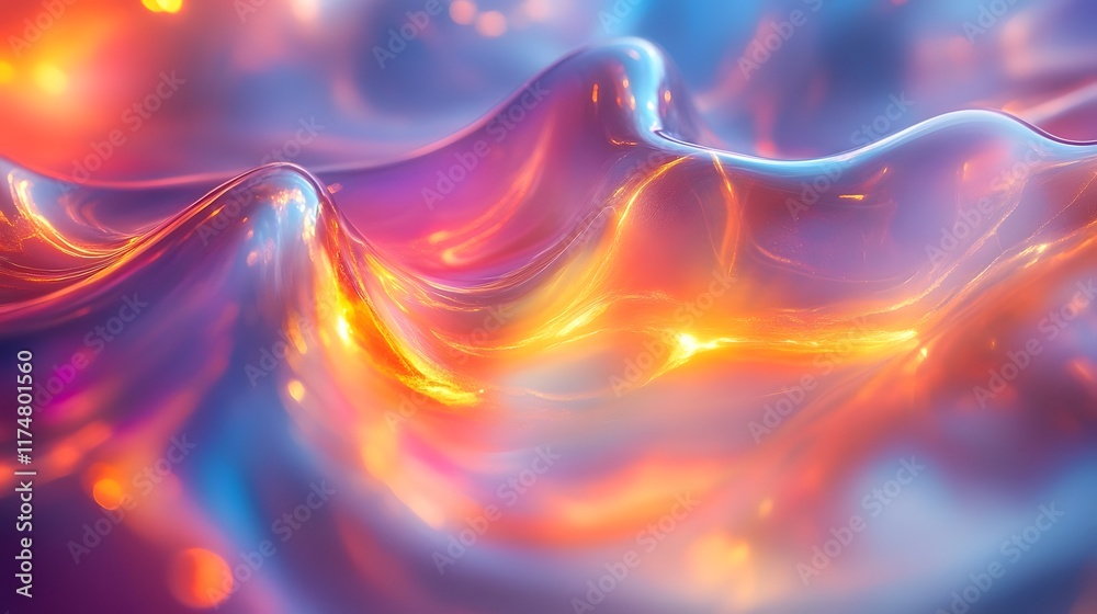 Poster mesmerizing waves of vibrant digital abstractions cascade through a captivating kaleidoscope of ligh