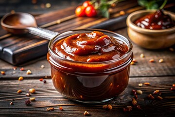 Delicious Barbecue Sauce Drizzle, Low Light Food Photography Stock Photo