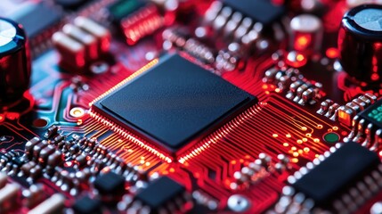 Close up view of a computer circuit board