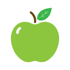 Green apple vector with leaf isolated on transparent background.