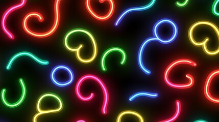 Abstract Neon Lines Colorful Swirls Pattern Design