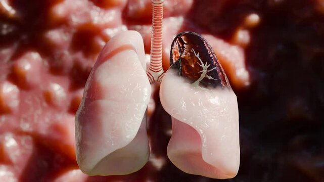 Human Respiratory System Lungs Anatomy Animation Concept. visible lung, pulmonary ventilation, breathing man, inspiration and expiration, Realistic high quality 3d medical render