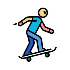 Obraz premium Colorful Illustration of a Skater Riding a Longboard