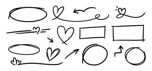 Doodle sketch style of Scribble lines, Hand drawn Arrows and circles vector illustration