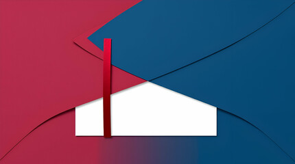 A gift card mockup in an intricate origami style, featuring rich burgundy and deep blue, a sophisticated and elegant folded paper look, and geometric precision