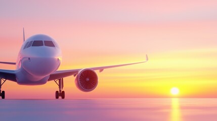 Captivating Sunrise Over Airplane at the Airport Runway