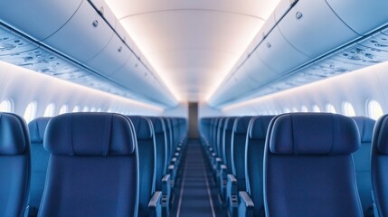 Modern Airplane Interior Featuring Stylish and Comfortable Seating Arrangement