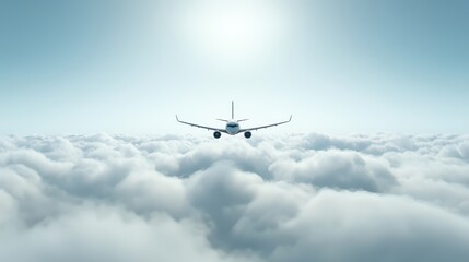 Fototapeta premium Soaring Through the Clouds: An Airplane's Majestic Journey Above the Sky