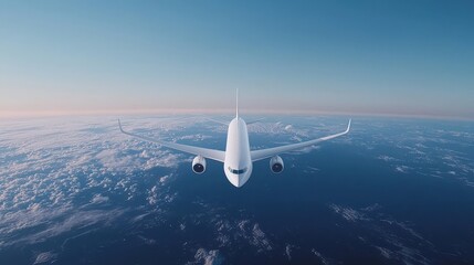 Fototapeta premium Aerial View of a Modern Aircraft Flying Over the Clouds