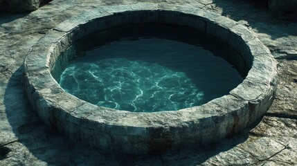 Fototapeta premium Ancient stone well with clear water.