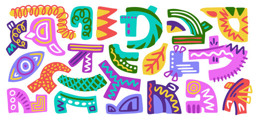 Hand drawn abstract doodle illustration. Sketchy Element Urban Color Shape