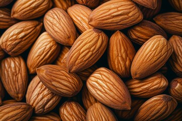 Fototapeta premium This close up view of almonds filling the frame creates a warm and inviting textured background