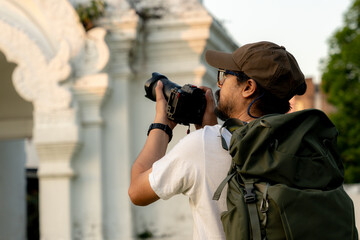 Traveler take a photo while traveling at Chiang Mai Thailand