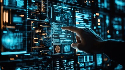 Fototapeta premium Hand Interacting With Futuristic Digital Interface