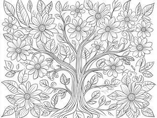 Elegant Floral Tree Design for Relaxation and Creativity