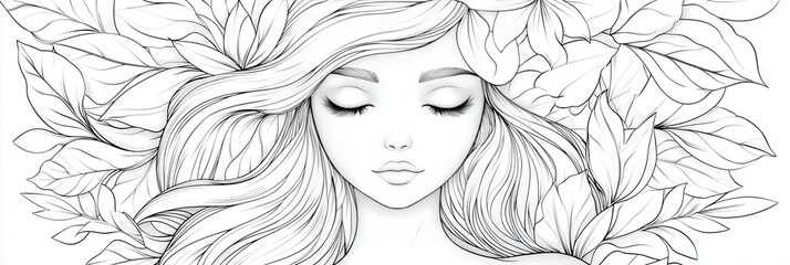 Serene Beauty Surrounded by Nature's Lush Greenery and Delicate Leaves