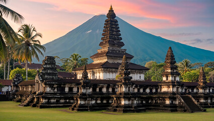 Iconic Pura Besakih Temple on the Slopes of Mount Agung in Bali