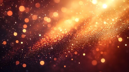Obraz premium Radiant glittering golden bokeh lights abstract background with a festive celebratory and luxurious feel The image is filled with shimmering shining sparkling and scintillating elements