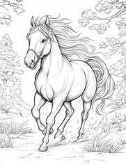 Majestic Horse Galloping Through a Serene Natural Landscape