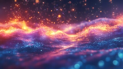 Fototapeta premium A captivating and visually stunning depiction of a cosmic eruption where vibrant galactic energies swirl and flow through the infinite expanse of the universe