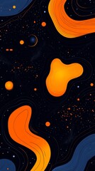 Fototapeta premium Abstract Cosmic Nebula with Glowing Orange and Yellow Filaments