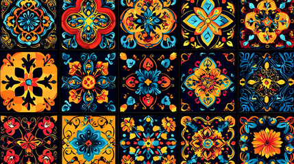 Colorful Floral Tiles Design Pattern