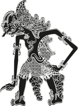 vector of traditional art of wayangkulit werkudara and jagalabilawa from Indonesia 