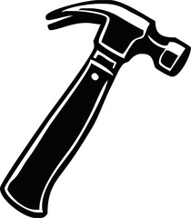 Hammer symbol and clip art. Hammer black and white flat vector icon design