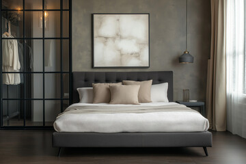 Bedroom, modern loft interior, stylish room design