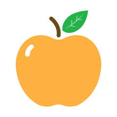 Yellow apple vector with leaf isolated on transparent background.