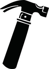 Hammer symbol and clip art. Hammer black and white flat vector icon design