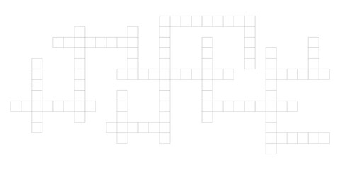 Crossword puzzle template with blank word grid. Flat vector illustration isolated on white background for newspaper crosswords game.