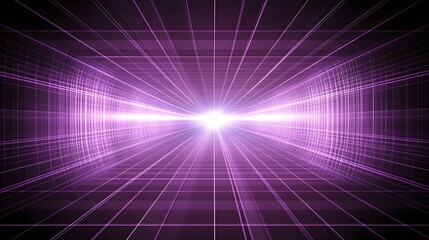 Abstract Purple Grid Tunnel Light Perspective
