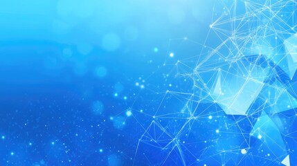 Obraz premium A futuristic Earth concept with digital connections made of dots and triangles on a blue background.