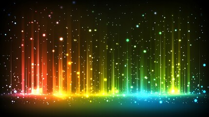 Fototapeta premium Vibrant Rainbow Light Beams Sparkle With Glowing Particles
