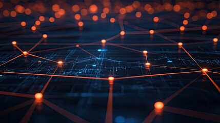 Obraz premium Abstract Network Digital Connections Illuminated