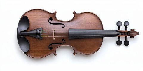 Fototapeta premium A beautifully crafted wooden violin displayed from above, showcasing its elegant curves and detailing.